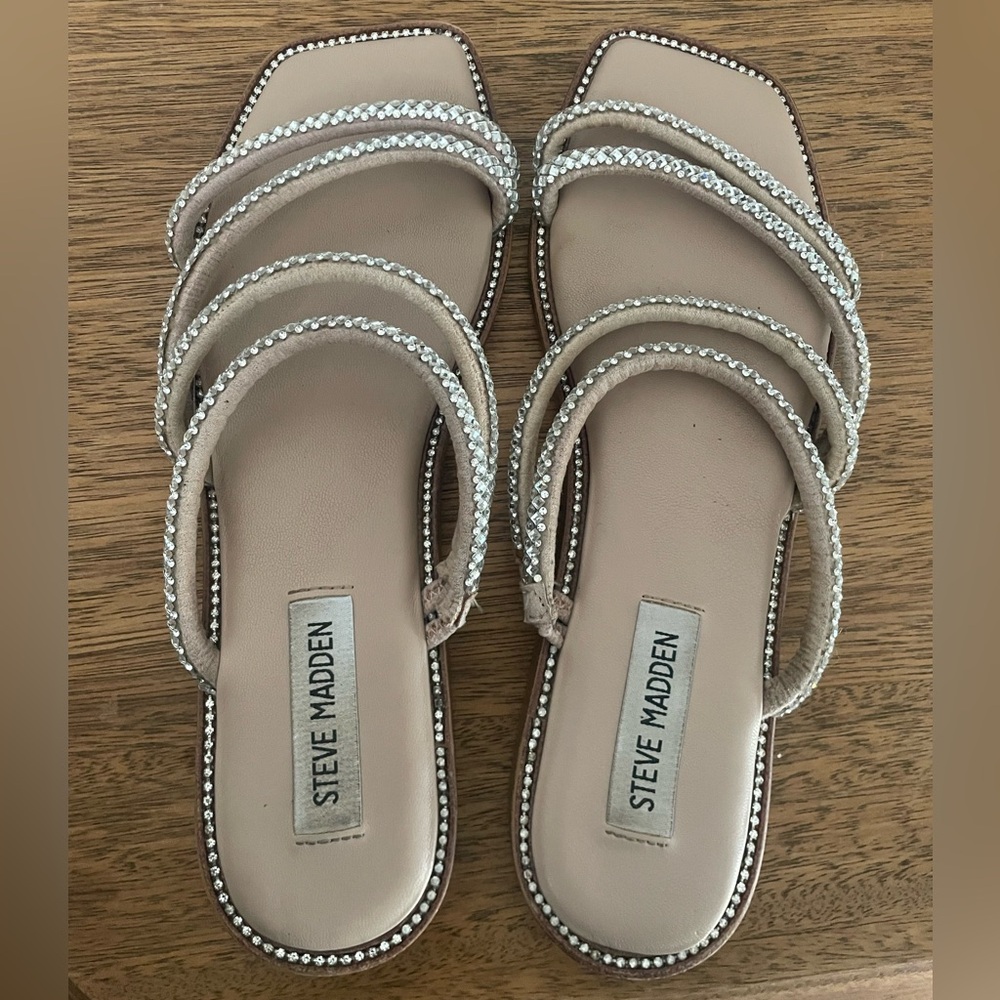 Steve Madden Sandals with Silver Sparkle Straps Size 7